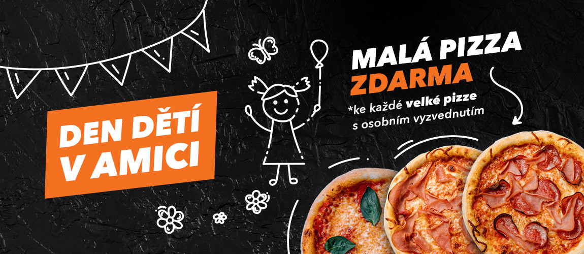 Malá pizza zdarma, oslav den dětí s Amici